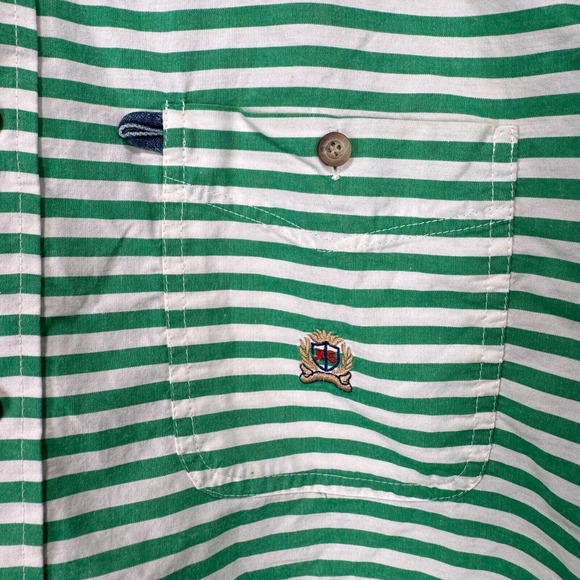 Panhandle Slim Rough Stock Western Shirt Men Large Green White Denim Collar - Picture 4 of 10